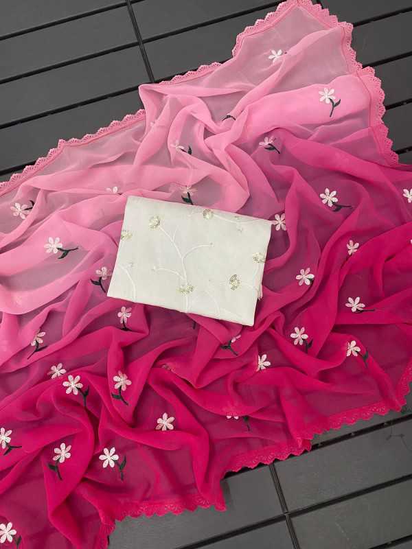 Graceful Threadwork & Cutwork Lace Saree