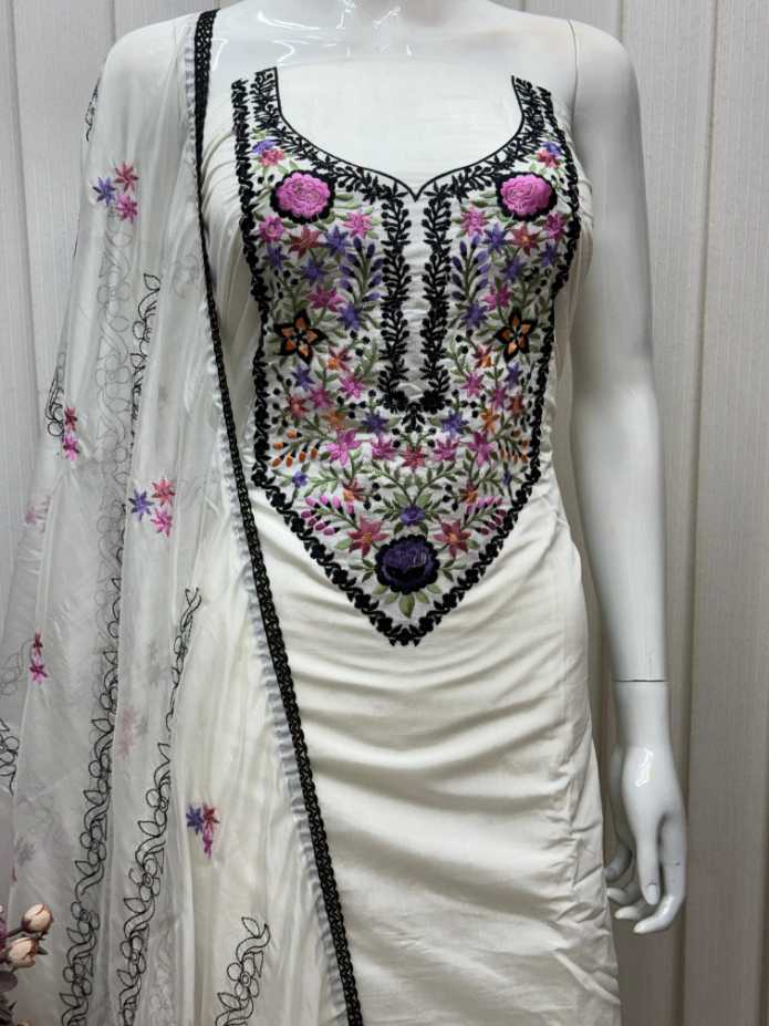 Silk Suit Set with Kashmiri Embroidery