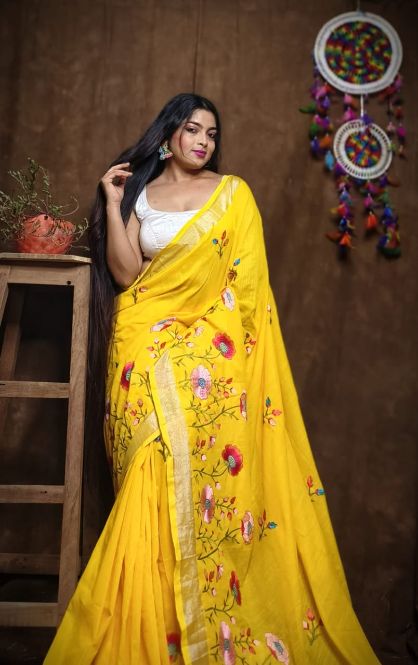 Exquisite Handloom Viscose Cotton Saree