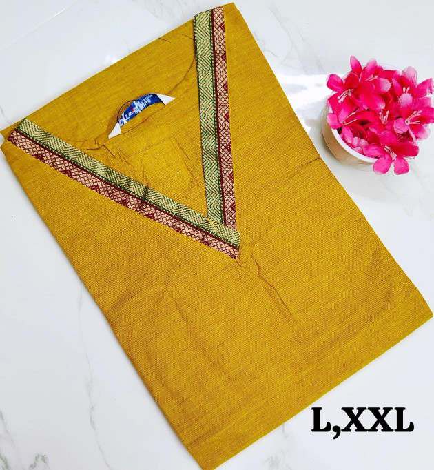 Stylish Chettinad Cotton Kurti with Border Detailing