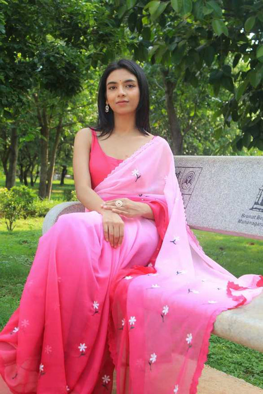 Graceful Threadwork & Cutwork Lace Saree