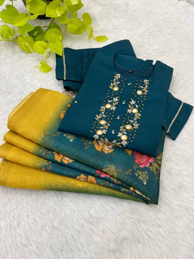 Handcrafted Kurti Pant Dupatta Set