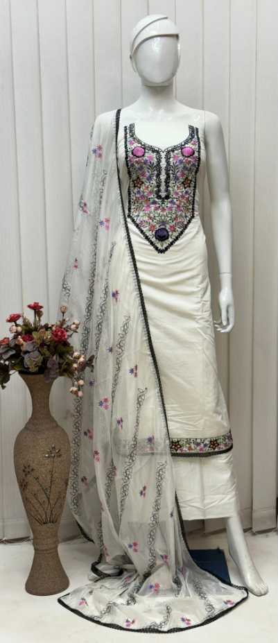 Silk Suit Set with Kashmiri Embroidery
