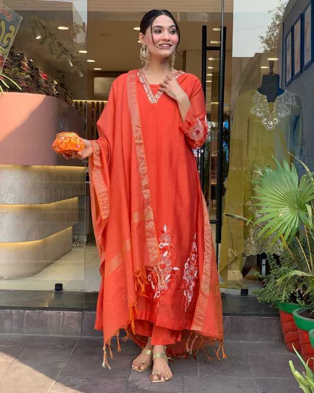 Beautiful Angrakha Suit with Banarasi Dupatta