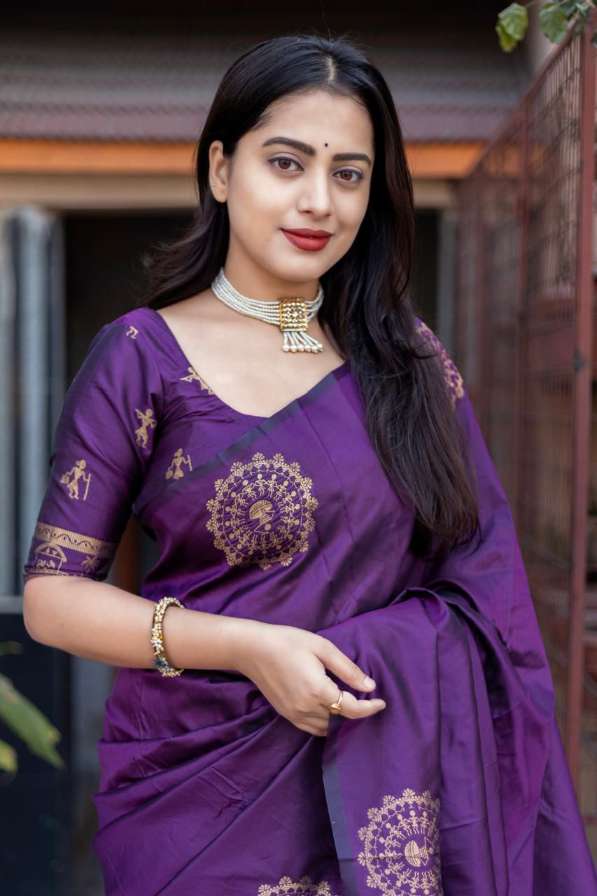 Soft Silk Zari Woven Worli Saree