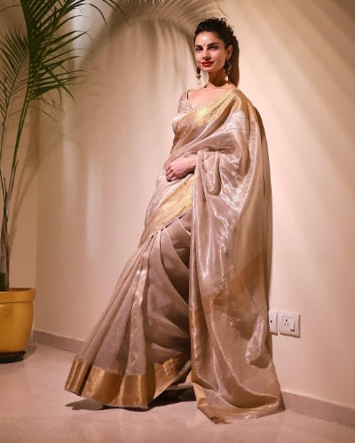 Soft Banarasi Glass Tissue Silk Saree